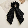 Ponytail Ribbon Large Intestine Hair Band Female Bow Handmade Fabric Black Dotted Headdress