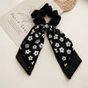 Ponytail Ribbon Large Intestine Hair Band Female Bow Handmade Fabric Black Dotted Headdress