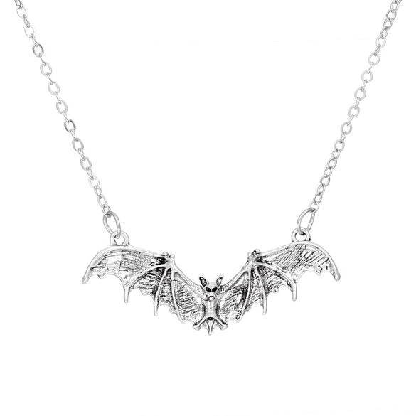 Pop Punk Black Bat Alloy Necklace With Electroplating For Women Exaggerated Hiphop Clavicle Chain Simple And Personalized Jewelry