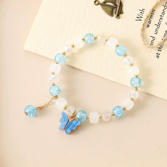 Popcorn Crack Beads Glass Glaze Handmade Geometry Insects Style Crystal Bracelet For Couple And Women