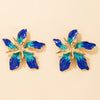 Popular Alloy Flower Earrings With Dripping Oil Processing Technology