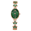 Popular Clover Women's Fashion Quartz Watch With Alloy Case Imitation Leather Strap And Organic Glass Mirror In Barrel Shape