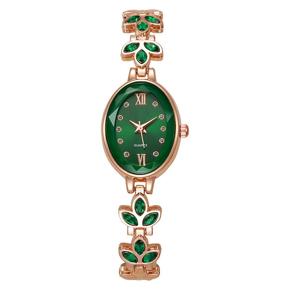 Popular Clover Women's Fashion Quartz Watch With Alloy Case Imitation Leather Strap And Organic Glass Mirror In Barrel Shape