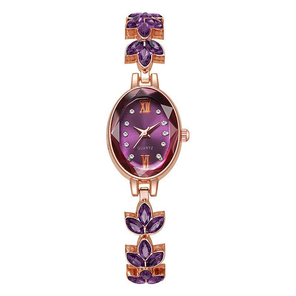 Popular Clover Women's Fashion Quartz Watch With Alloy Case Imitation Leather Strap And Organic Glass Mirror In Barrel Shape