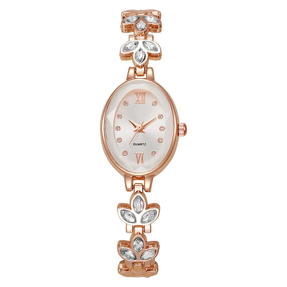 Popular Clover Women's Fashion Quartz Watch With Alloy Case Imitation Leather Strap And Organic Glass Mirror In Barrel Shape