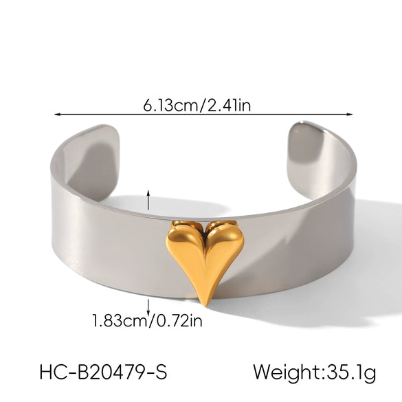 Popular Colorblocked Electroplated Stainless Steel Heartshaped Bracelet For Women