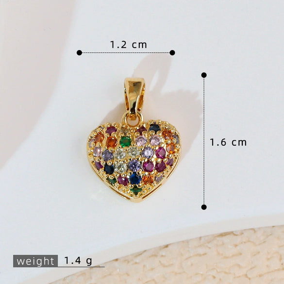 Popular Copper Inlaid Zircon Heart Pendant Necklace With Melon Seed Clasp Electroplated