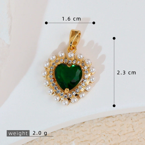 Popular Copper Inlaid Zircon Heart Pendant Necklace With Melon Seed Clasp Electroplated