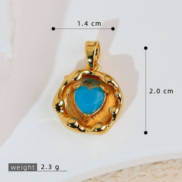Popular Copper Inlaid Zircon Heart Pendant Necklace With Melon Seed Clasp Electroplated