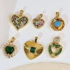 Popular Copper Inlaid Zircon Heart Pendant Necklace With Melon Seed Clasp Electroplated