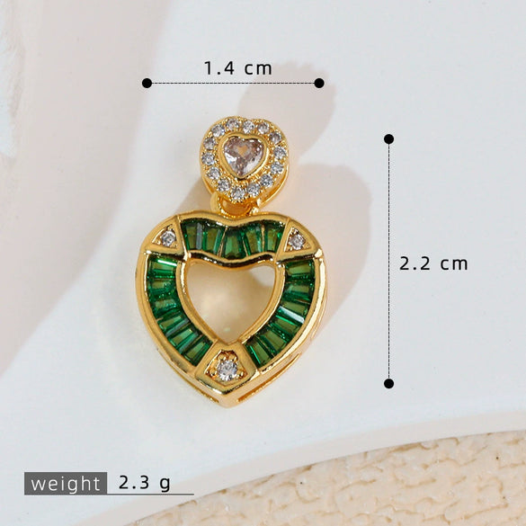Popular Copper Inlaid Zircon Heart Pendant Necklace With Melon Seed Clasp Electroplated