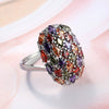 Popular Creative Women's Marquise Mixed Color Zircon Ring Light Luxury Style Copper Electroplated Jewelry
