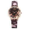 Popular Digital Art Fashion Women's Alloy Case Leather Strap Quartz Watch With Round Dial