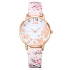 Popular Digital Art Fashion Women's Alloy Case Leather Strap Quartz Watch With Round Dial