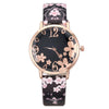 Popular Digital Art Fashion Women's Alloy Case Leather Strap Quartz Watch With Round Dial