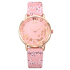 Popular Digital Art Fashion Women's Alloy Case Leather Strap Quartz Watch With Round Dial