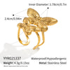 Popular Elegant Butterfly Animal Zodiac Style Stainless Steel Earrings And Ring Jewelry With Electroplating 18K Real Gold