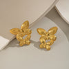 Popular Elegant Butterfly Animal Zodiac Style Stainless Steel Earrings And Ring Jewelry With Electroplating 18K Real Gold
