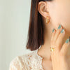 Popular Elegant C Shaped Twist Titanium Steel Gold Plated Earrings For Hot Girls