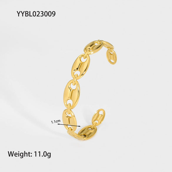 Popular Fashion Ladies Stainless Steel Hollow Love Bracelet With Pvdp Furnace Real Gold Treatment