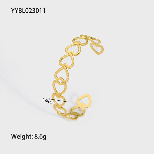 Popular Fashion Ladies Stainless Steel Hollow Love Bracelet With Pvdp Furnace Real Gold Treatment