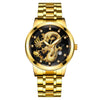 Popular Fashion Men's Watch Metal Band Nonmechanical Business Waterproof Square Diamond Chinese Dragon Design