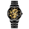 Popular Fashion Men's Watch Metal Band Nonmechanical Business Waterproof Square Diamond Chinese Dragon Design