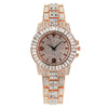 Popular Fashion Metal Women's Quartz Watch With Diamond Encrusted And Round Dial