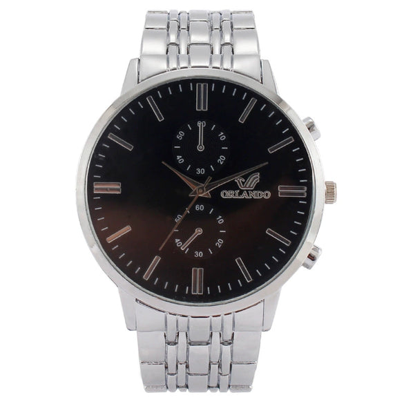 Popular Fashion Simple Men's Metal Quartz Watch With Mineral Strengthened Glass Mirror And Stainless Steel Clasp