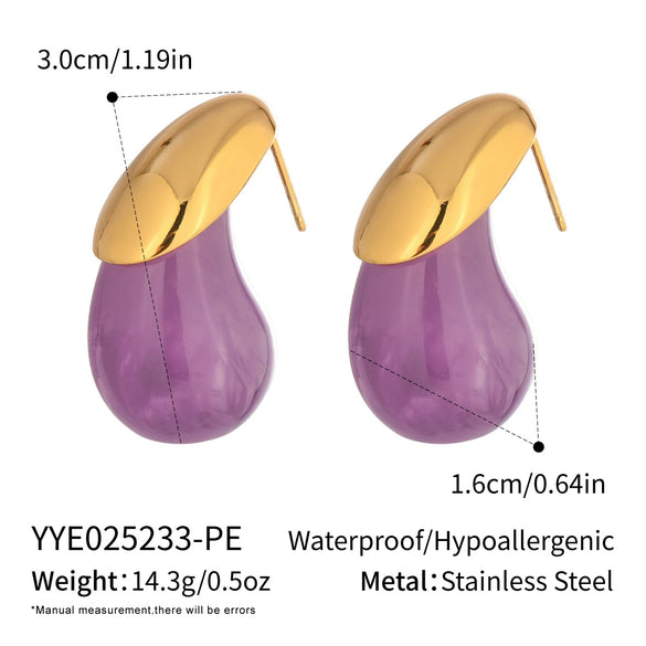 Popular Fashion Water Drop Earrings For Women Stainless Steel With Electroplating Light Luxury Minimalist Style