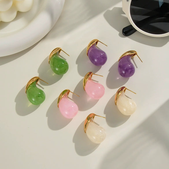 Popular Fashion Water Drop Earrings For Women Stainless Steel With Electroplating Light Luxury Minimalist Style