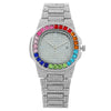 Popular Fashion Women's Alloy Watch With Square Dial And Mineral Strengthened Mirror Full Of Colored Diamonds