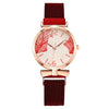 Popular Fashion Women's Metal Watch With Leaf Pattern And Round Dial