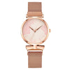 Popular Fashion Women's Metal Watch With Leaf Pattern And Round Dial