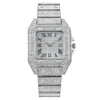 Popular Fashion Women's Quartz Watch Square Metal Case With Full Diamondencrusted Roman Pattern