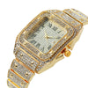 Popular Fashion Women's Quartz Watch Square Metal Case With Full Diamondencrusted Roman Pattern