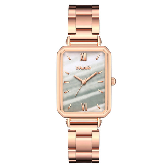 Popular Fashion Women's Square Metal Band Quartz Watch