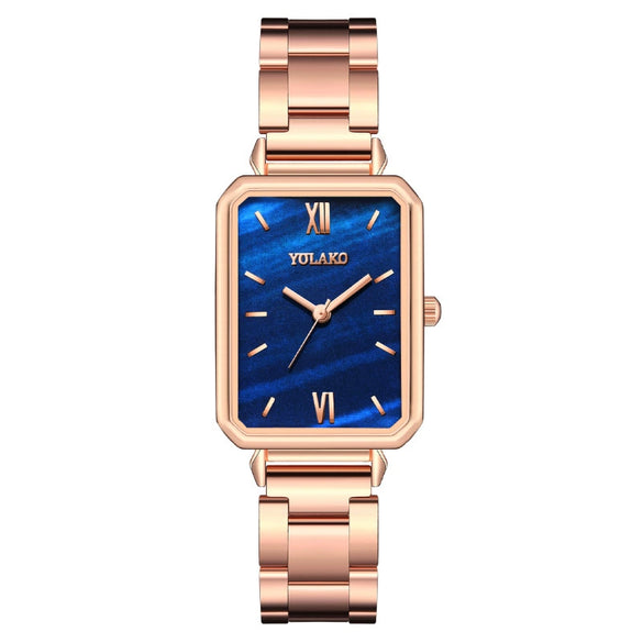 Popular Fashion Women's Square Metal Band Quartz Watch