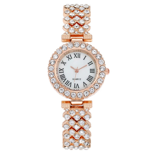 Popular Fashionable Roman Pattern Women's Metal Watch
