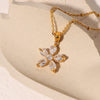 Popular Flower Necklace 18K Gold Plated Stainless Steel Five Petal Flower Pendant For Women With Geometric Styling And Electroplating