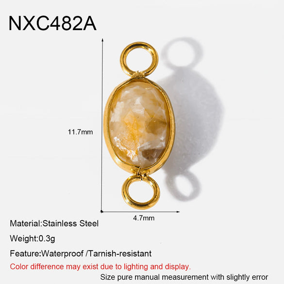 Popular Geometric Natural Stone 18K Gold Plated Stainless Steel Edge Trim Pendant Accessories For Jewelry Making Diy Handmade Materials For Women