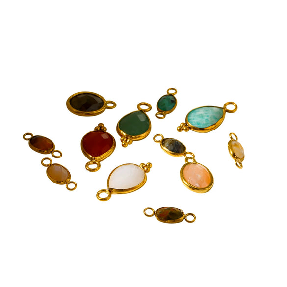 Popular Geometric Natural Stone 18K Gold Plated Stainless Steel Edge Trim Pendant Accessories For Jewelry Making Diy Handmade Materials For Women