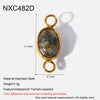 Popular Geometric Natural Stone 18K Gold Plated Stainless Steel Edge Trim Pendant Accessories For Jewelry Making Diy Handmade Materials For Women