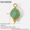 Popular Geometric Natural Stone 18K Gold Plated Stainless Steel Edge Trim Pendant Accessories For Jewelry Making Diy Handmade Materials For Women