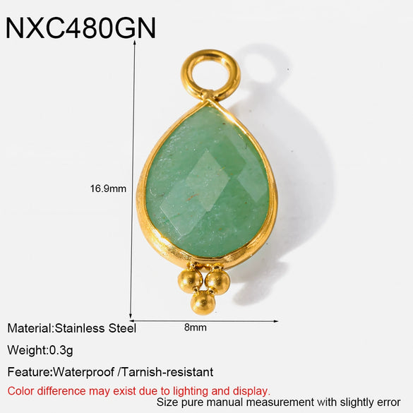 Popular Geometric Natural Stone 18K Gold Plated Stainless Steel Edge Trim Pendant Accessories For Jewelry Making Diy Handmade Materials For Women