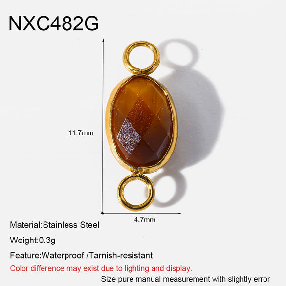Popular Geometric Natural Stone 18K Gold Plated Stainless Steel Edge Trim Pendant Accessories For Jewelry Making Diy Handmade Materials For Women