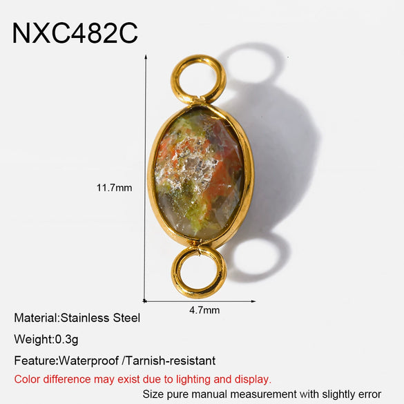 Popular Geometric Natural Stone 18K Gold Plated Stainless Steel Edge Trim Pendant Accessories For Jewelry Making Diy Handmade Materials For Women