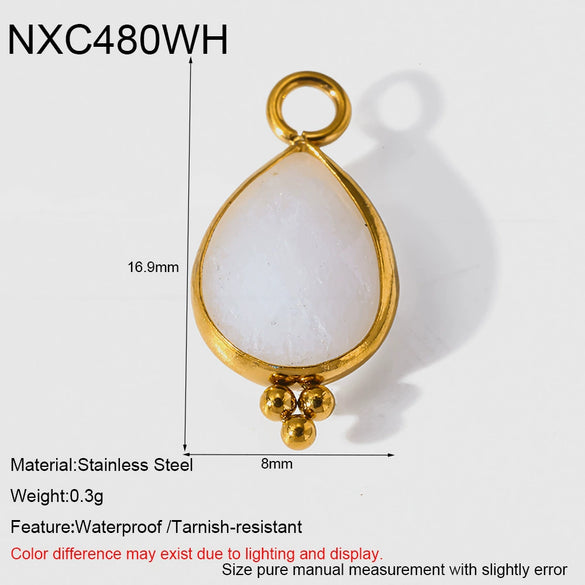 Popular Geometric Natural Stone 18K Gold Plated Stainless Steel Edge Trim Pendant Accessories For Jewelry Making Diy Handmade Materials For Women