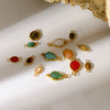 Popular Geometric Natural Stone 18K Gold Plated Stainless Steel Edge Trim Pendant Accessories For Jewelry Making Diy Handmade Materials For Women