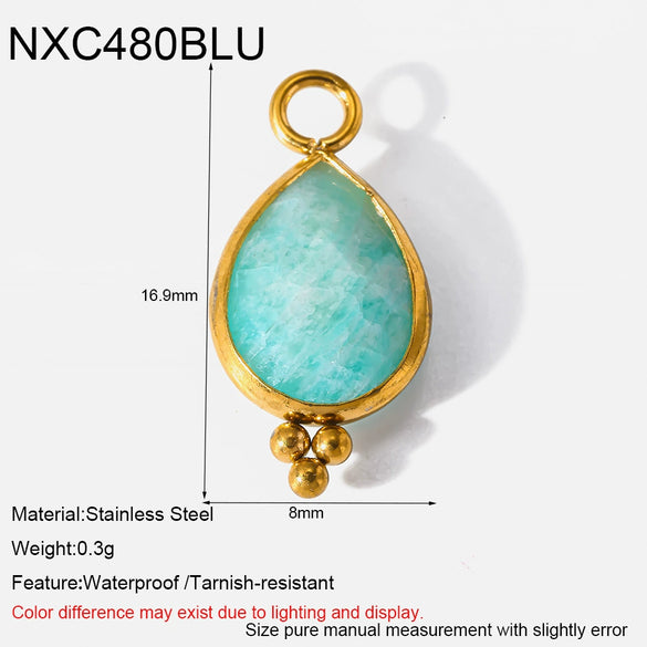 Popular Geometric Natural Stone 18K Gold Plated Stainless Steel Edge Trim Pendant Accessories For Jewelry Making Diy Handmade Materials For Women